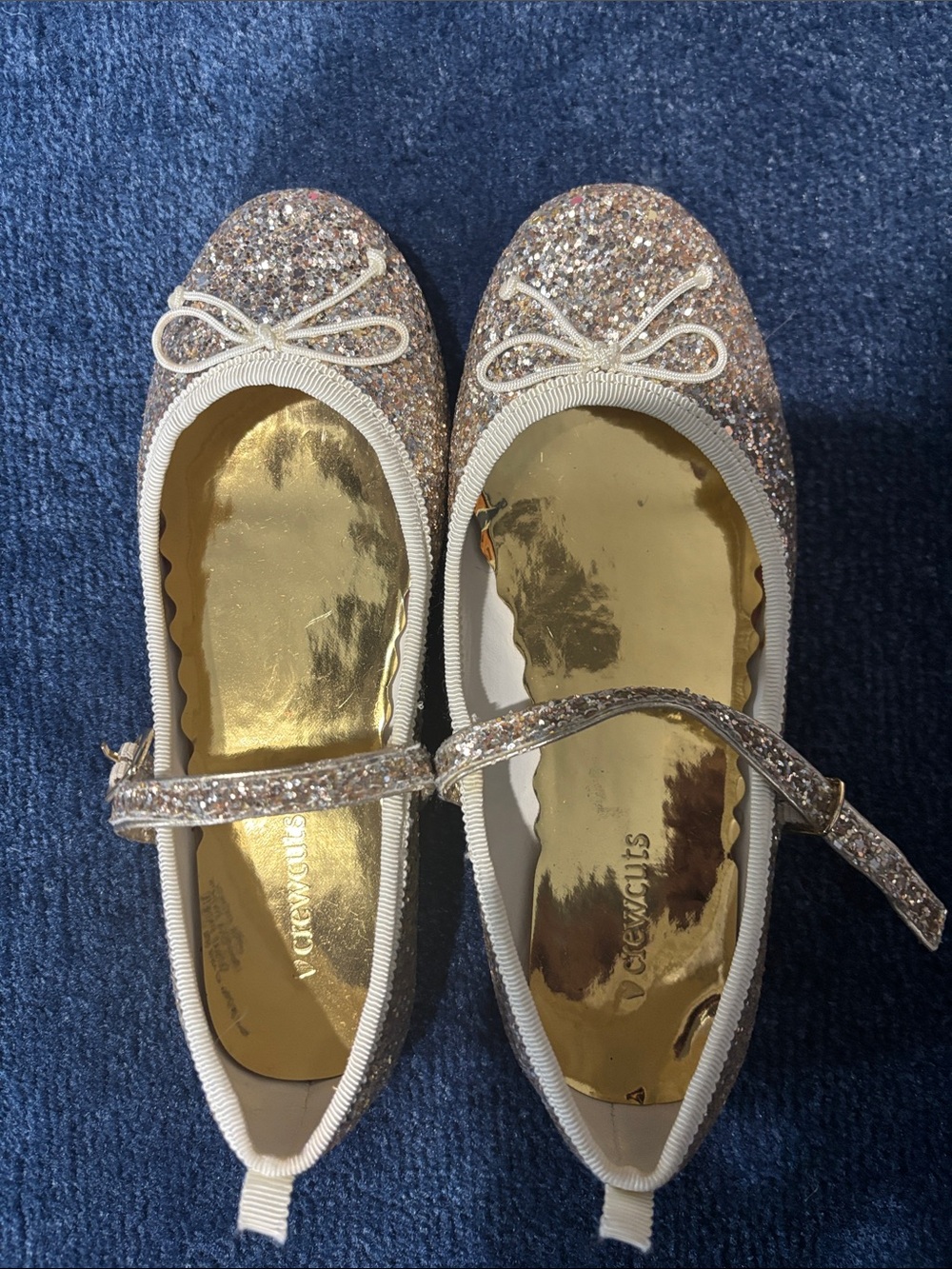 Crew cuts Glitter Mary Jane Shoes in Gold